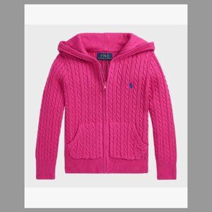 Ralph Lauren Childrenswear Girl's Embroidered Cable Knit Hoodie, (Orig. $79) 2T